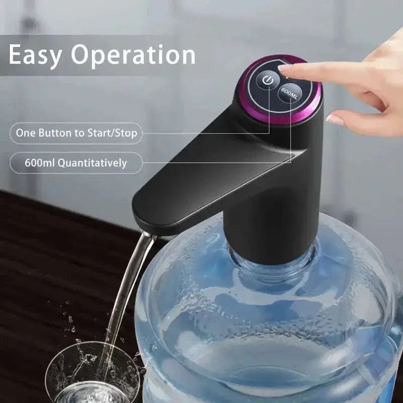 Portable 5‑Gallon Water Dispenser with USB Charging-Dark Grey