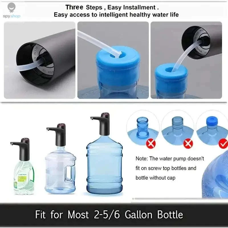 Portable 5‑Gallon Water Dispenser with USB Charging-Dark Grey