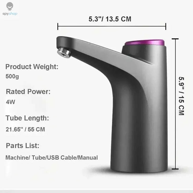 Portable 5‑Gallon Water Dispenser with USB Charging-Dark Grey