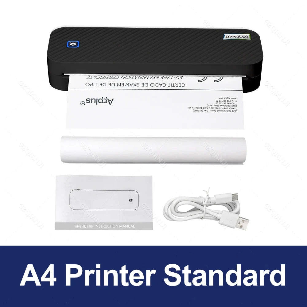 Portable A4 Thermal Printer-2Rolls100pcs 1Case