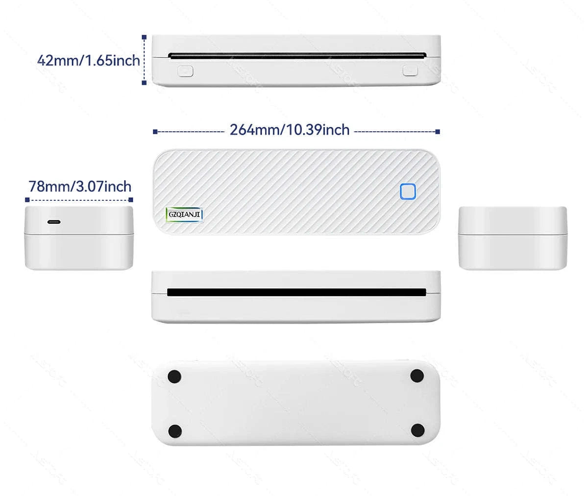 Portable A4 Thermal Printer-2Rolls100pcs 1Case
