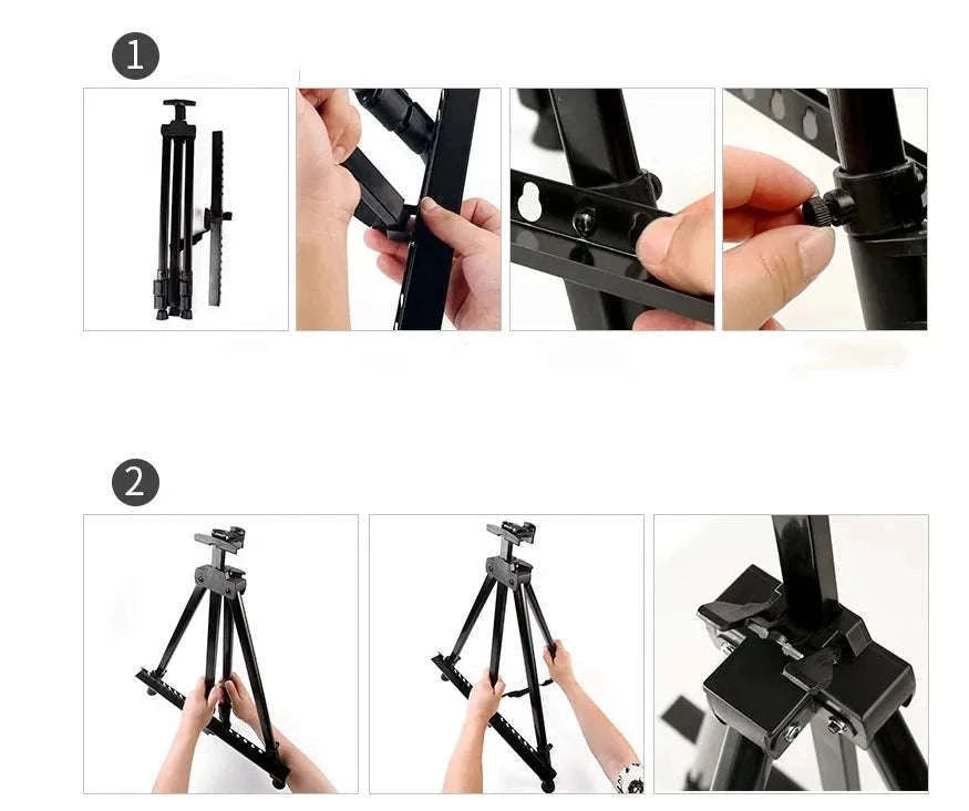 Portable Adjustable Metal Sketch Easel for Indoor & Outdoor Art-black