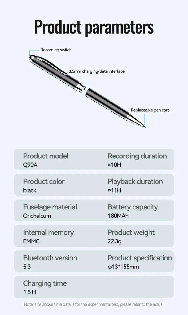 Portable AI Voice Recorder Pen With Transcription and Translation-16GB