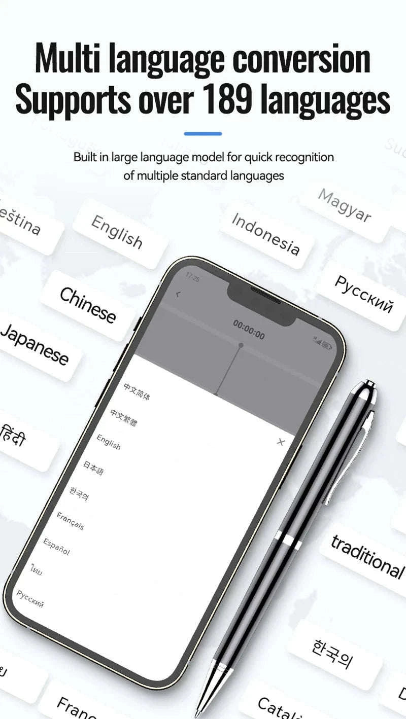 Portable AI Voice Recorder Pen With Transcription and Translation-16GB