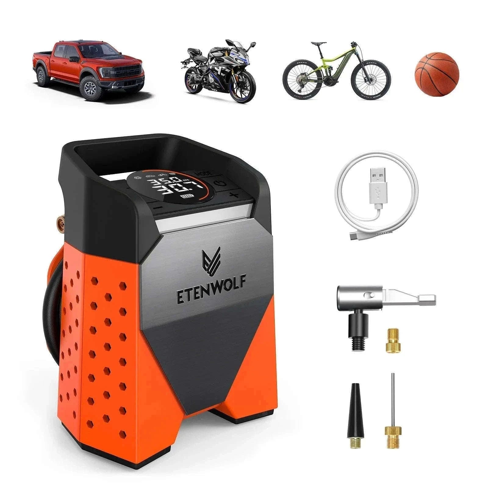 Portable Air Compressor Tire Inflator 7800mAh 160 PSI-S3se orange / China Mainland