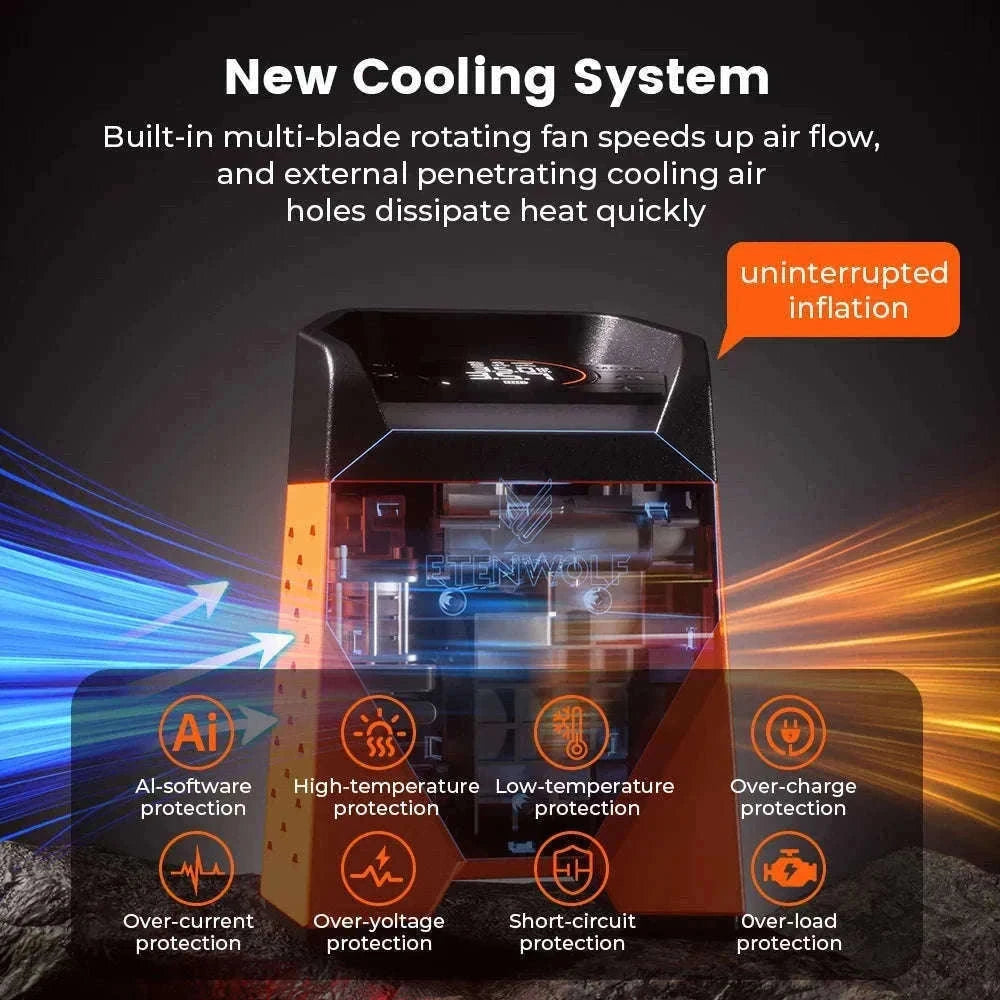 Portable Air Compressor Tire Inflator 7800mAh 160 PSI-S3se orange / China Mainland