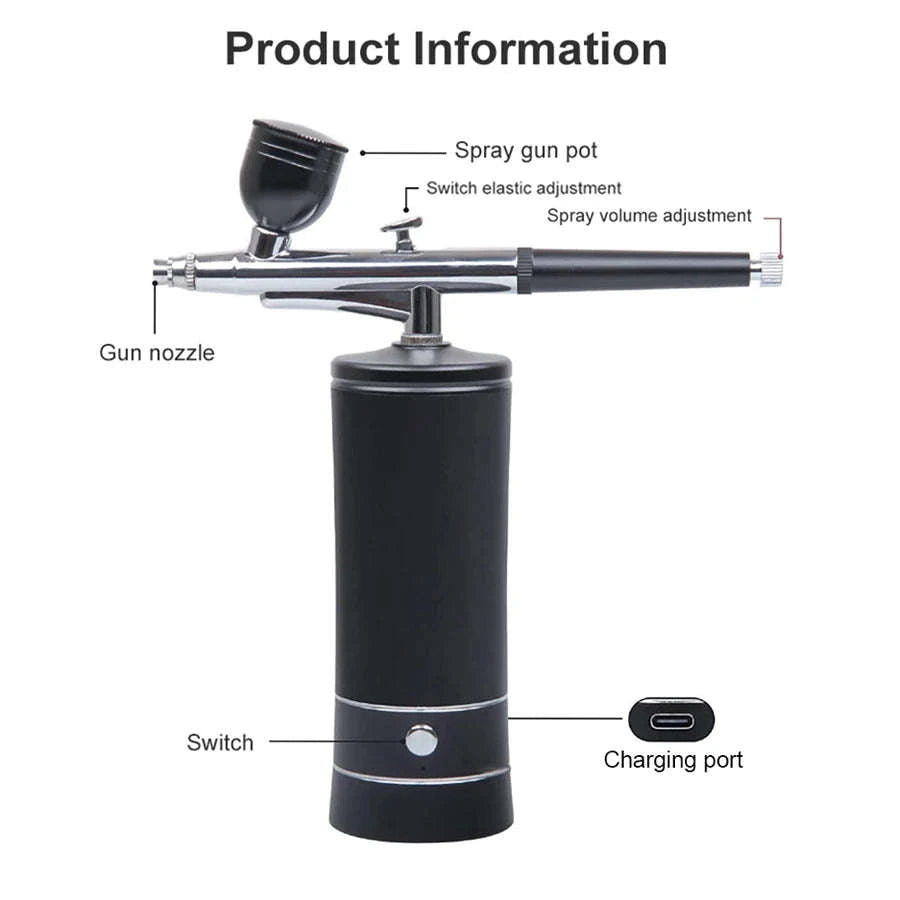Portable Airbrush Kit for Nano Hydration-Black