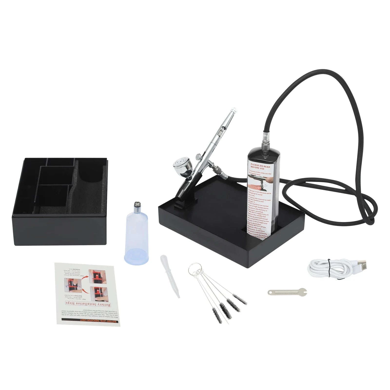 Portable Airbrush Kit with Compressor 10W Cordless Spray Gun Set-black / United States