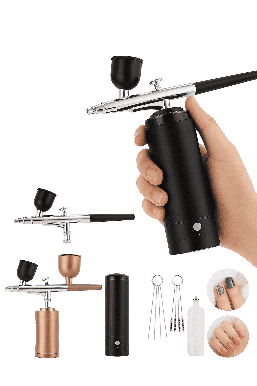 Portable Airbrush Nail Art Compressor for Precision Spray Control-Black