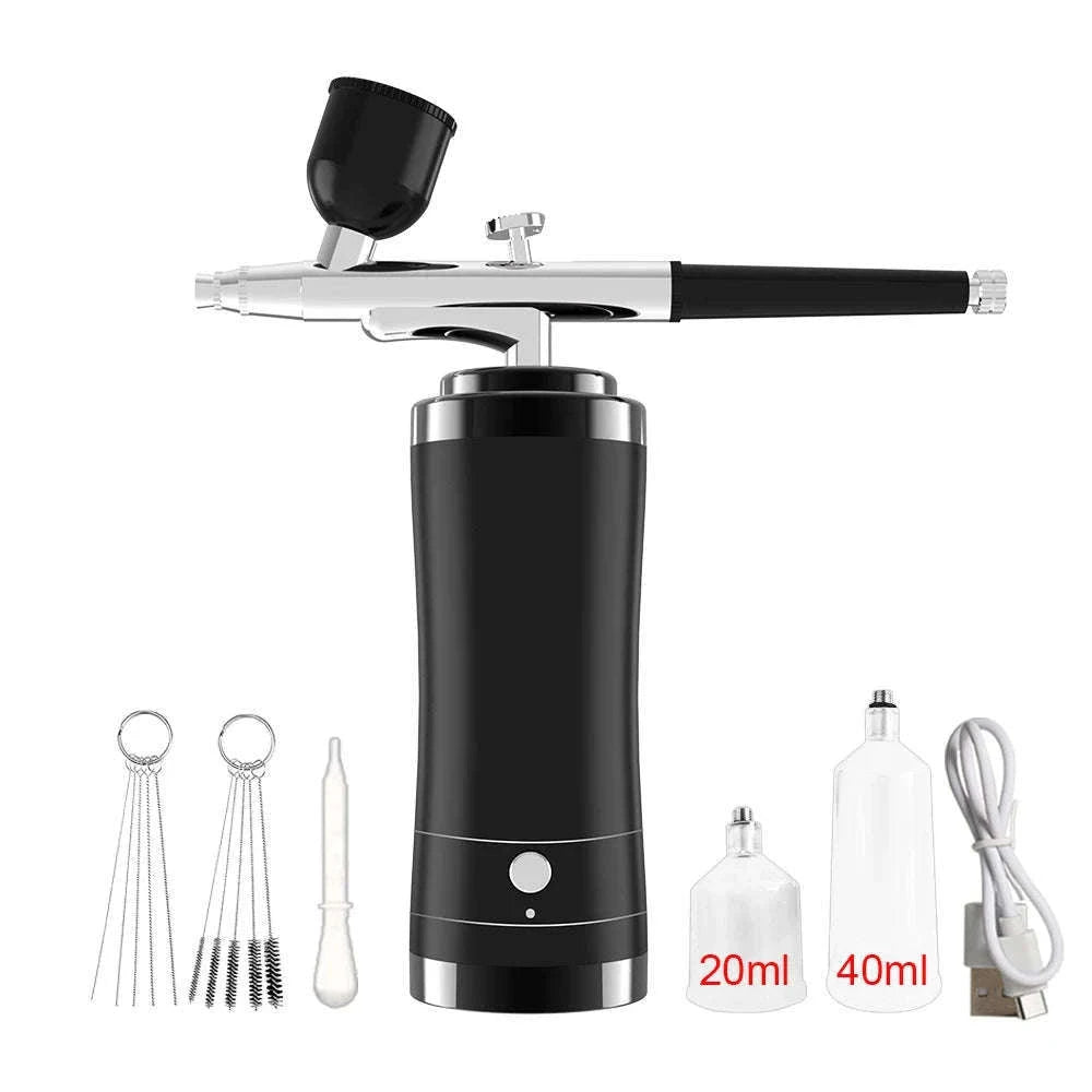 Portable Airbrush Nail Art Compressor for Precision Spray Control-Black