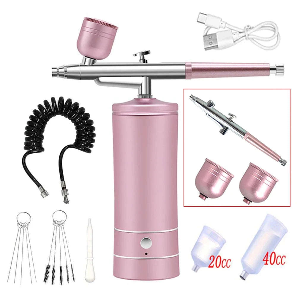 Portable Airbrush Nail Art Compressor Kit-Pink