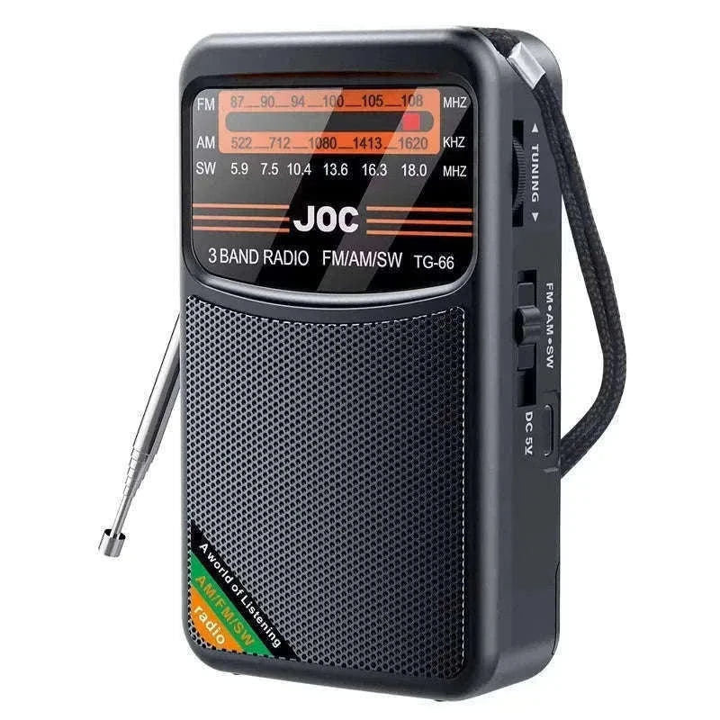 Portable AM FM SW Radio with Rechargeable Battery & Clear Display-TG66 Gold