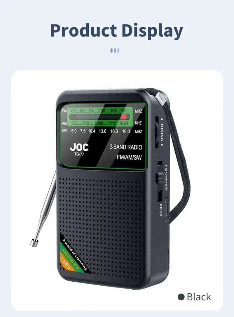 Portable AM FM SW Radio with Rechargeable Battery & Clear Display-TG66 Gold