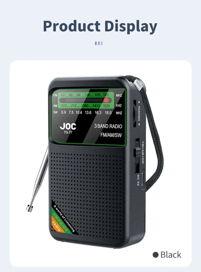 Portable AM FM SW Radio with Rechargeable Battery & Clear Display-TG66 Gold