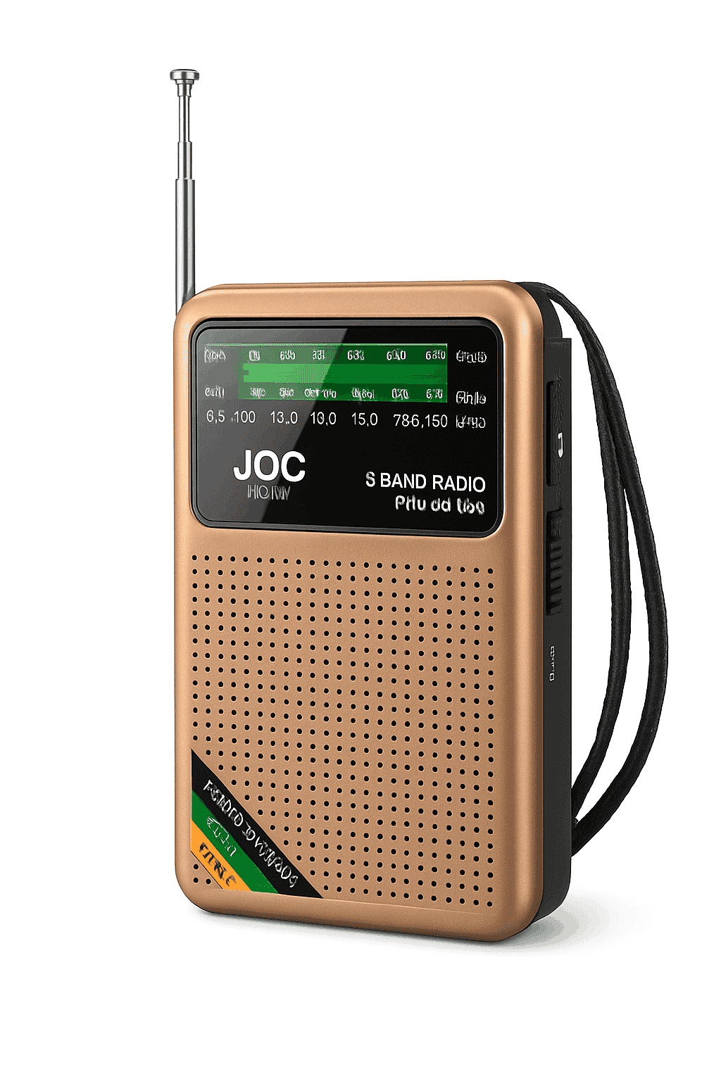 Portable AM FM SW Radio with Rechargeable Battery & Clear Display-TG66 Gold