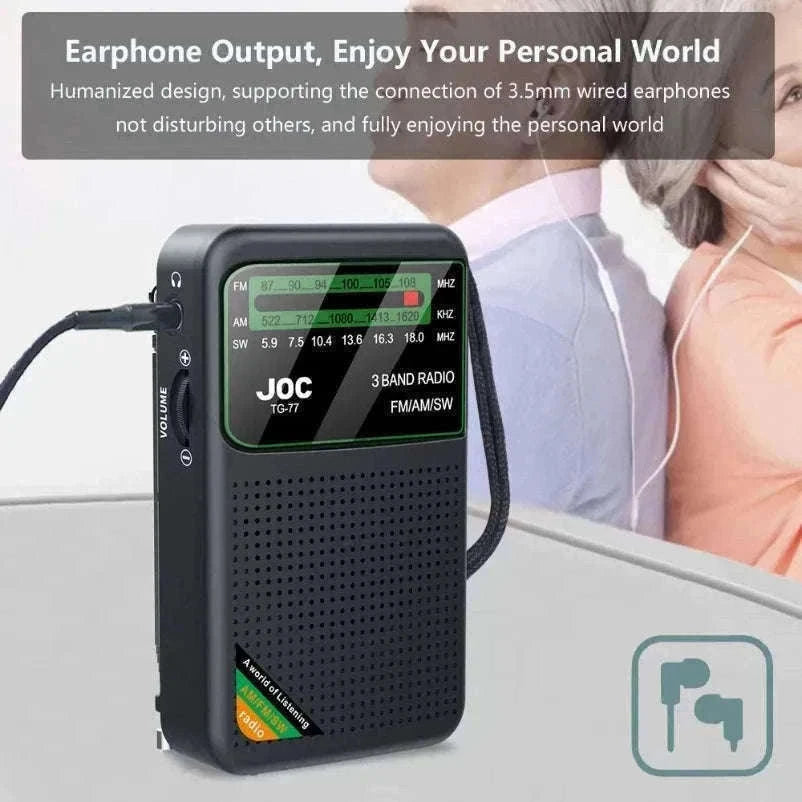 Portable AM FM SW Radio with Rechargeable Battery & Clear Display-TG66 Gold