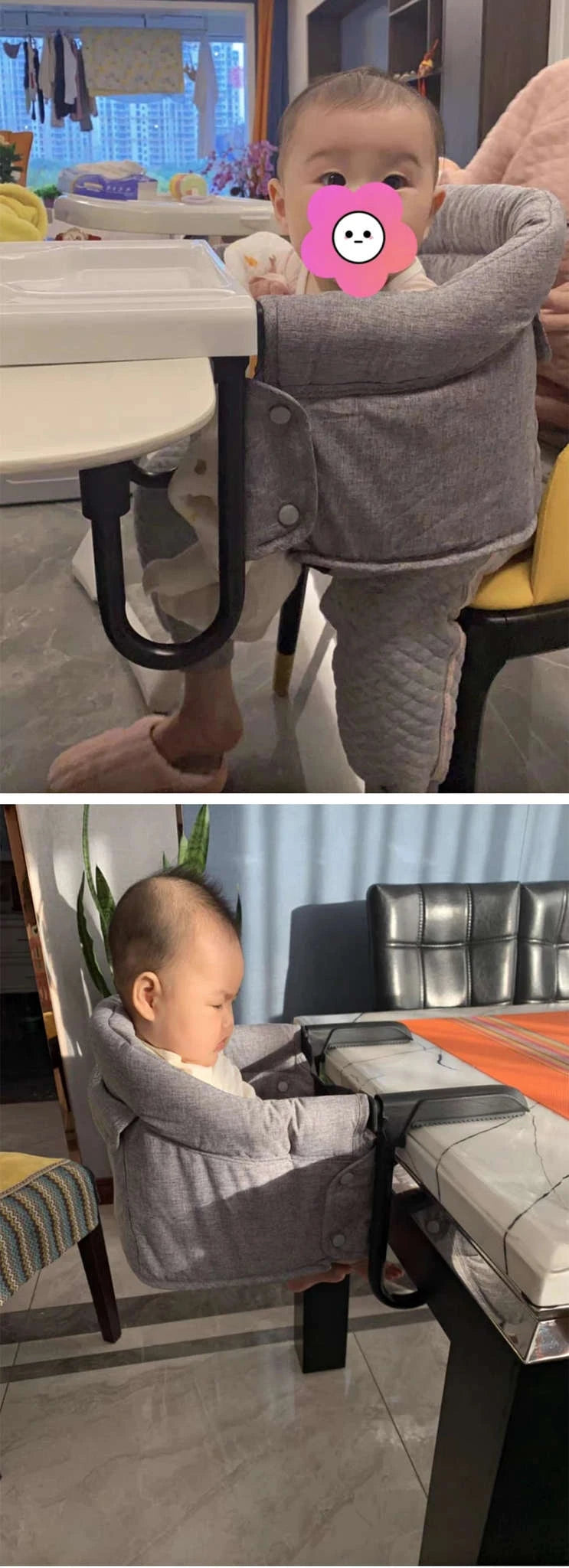 Portable Baby Highchair Booster Seat-Gray / CHINA