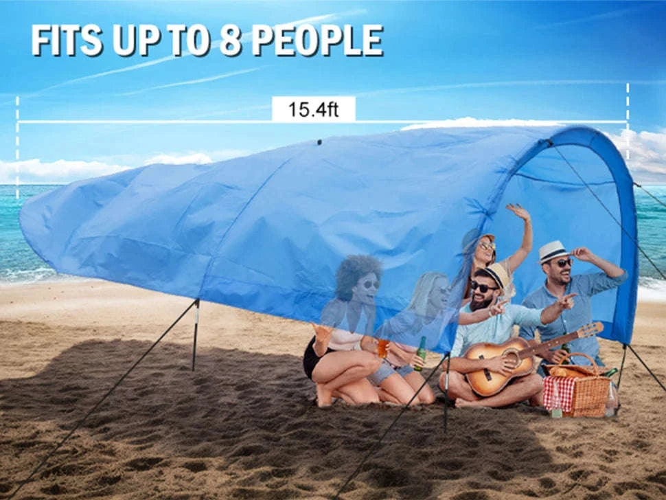Portable Beach Sun Shelter for 4-8 People, 200 Sq. Ft.-Blue