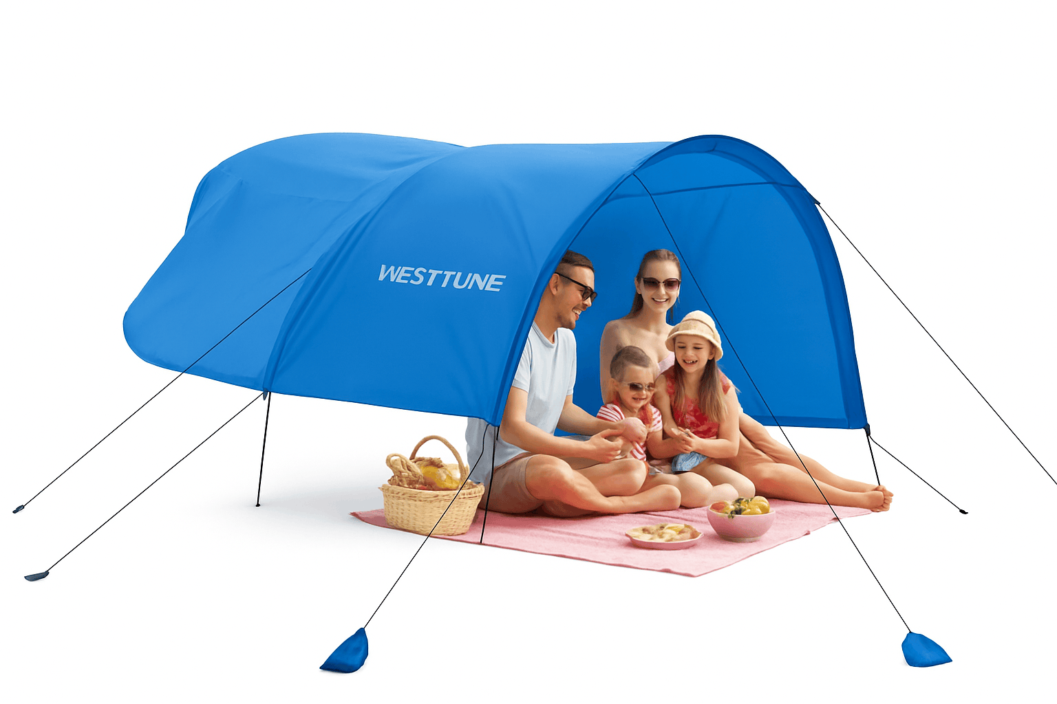 Portable Beach Sun Shelter for 4-8 People, 200 Sq. Ft.-Blue