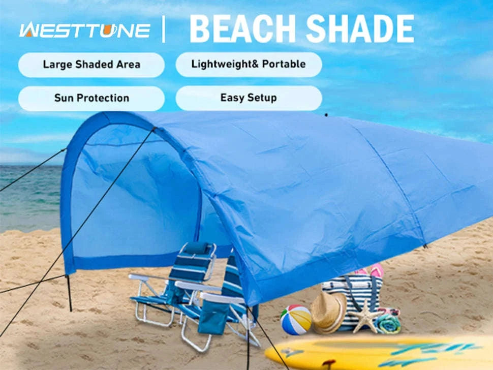 Portable Beach Sun Shelter for 4-8 People, 200 Sq. Ft.-Blue