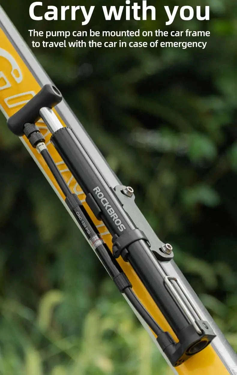 Portable Bike Pump 120 PSI with Gauge for Presta & Schrader Valves-42322821 Black