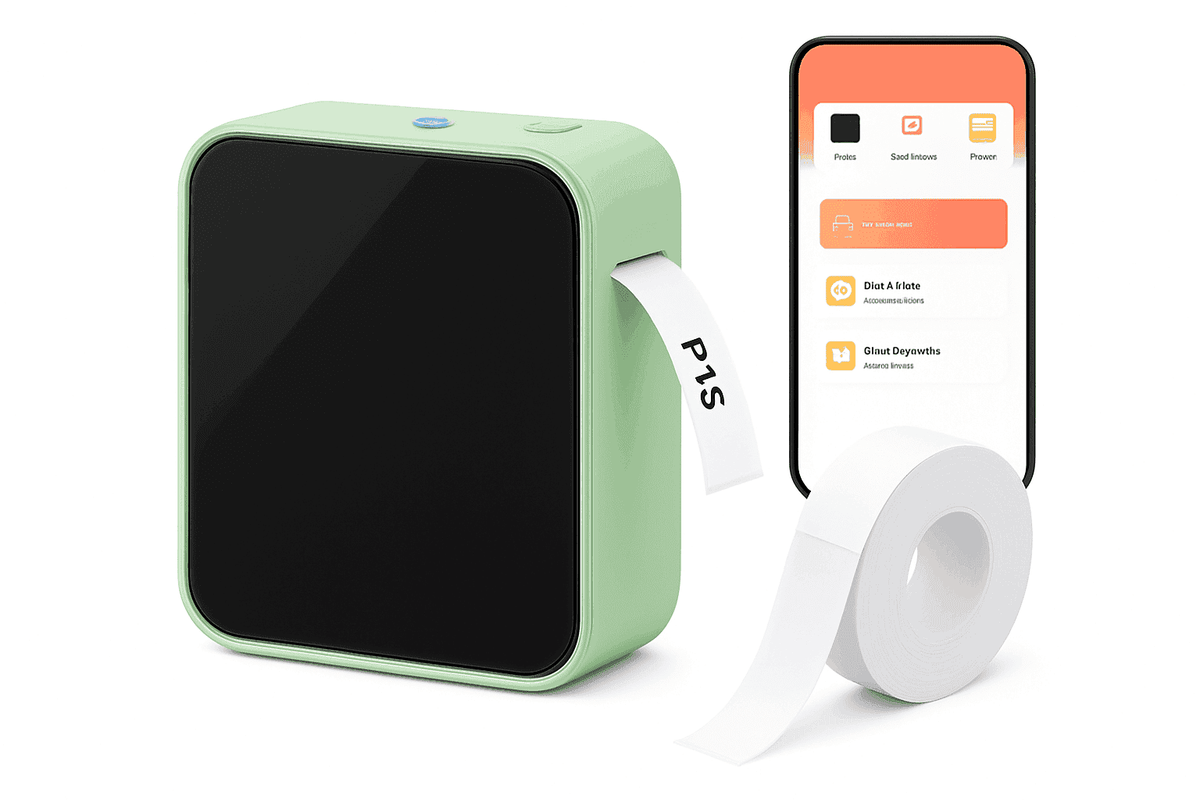 Portable Bluetooth Thermal Label Maker with App Control and Ink-Free Printing-P15 Matcha tea color