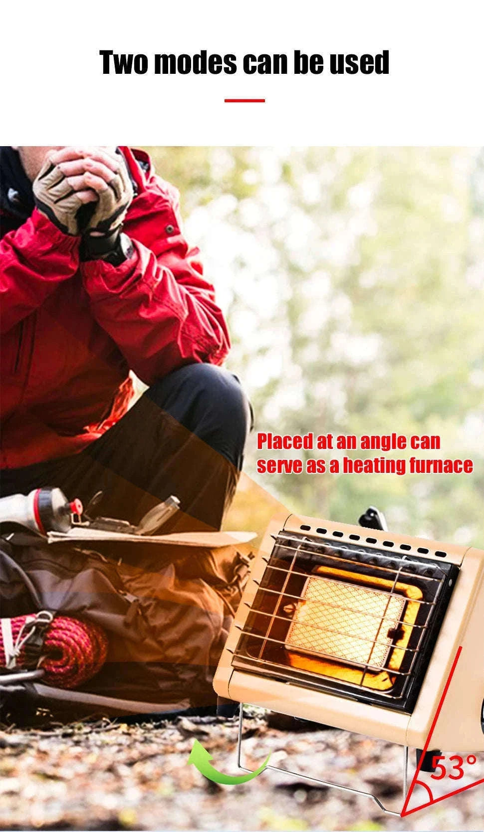 Portable Butane Tent Heater 1500W for Camping and Outdoor Use-Orange