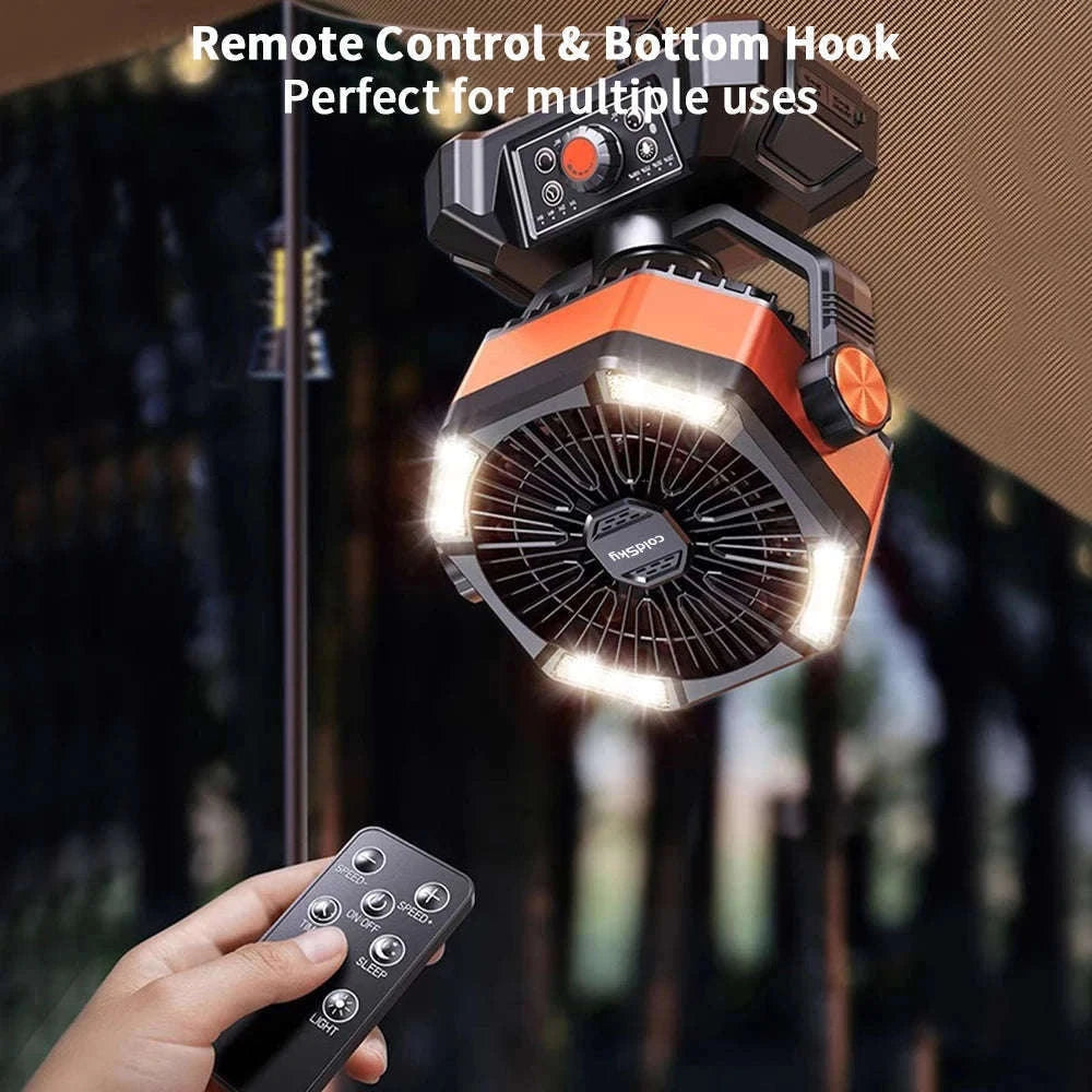 Portable Camping Fan with 20000mAh Battery and LED Light-40000mAh-Yellow / United States