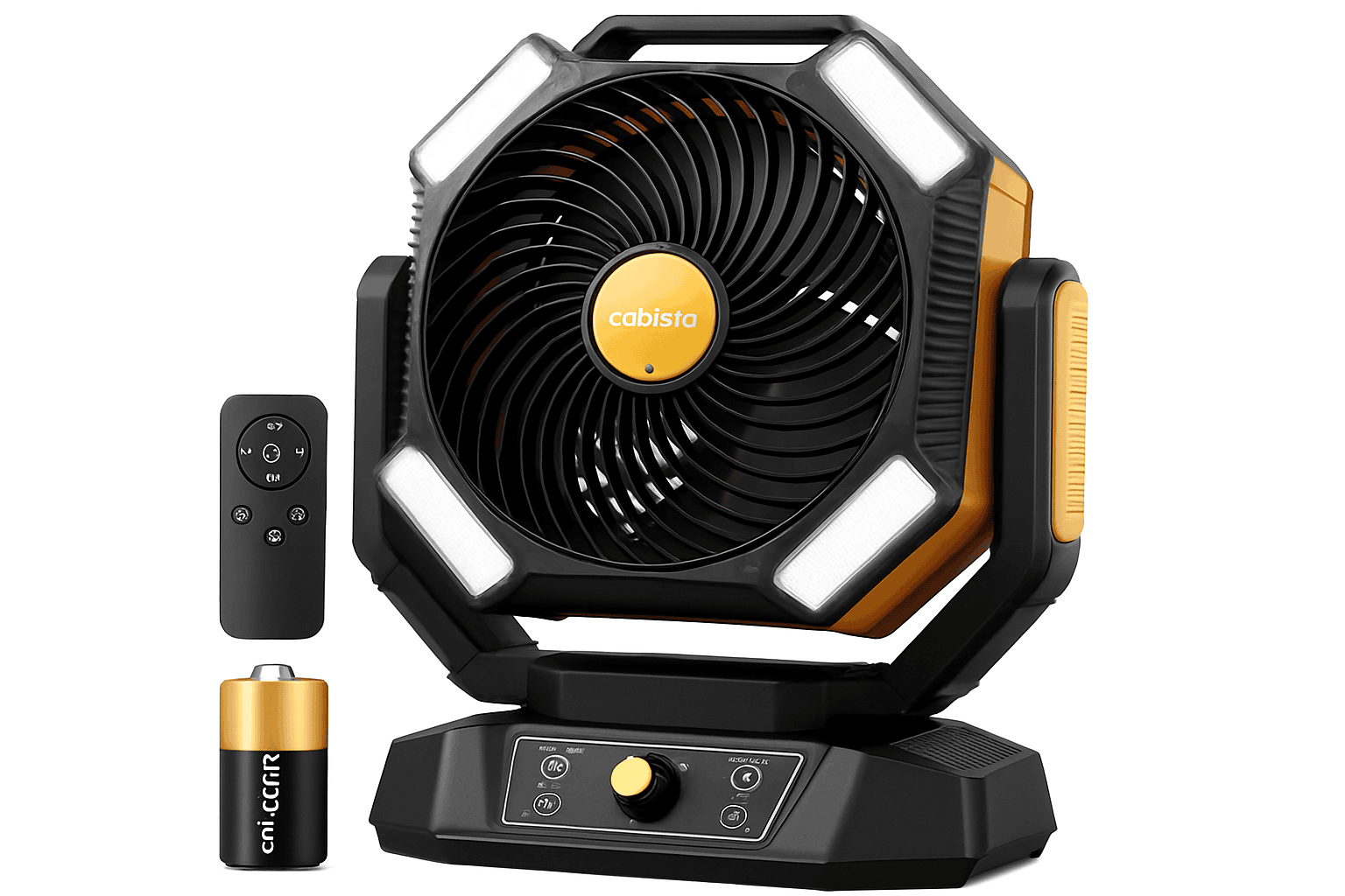 Portable Camping Fan with 20000mAh Battery and LED Light-40000mAh-Yellow / United States