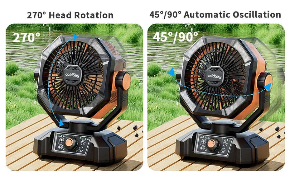 Portable Camping Fan with 20000mAh Rechargeable Battery-40000mAh-Yellow / United States