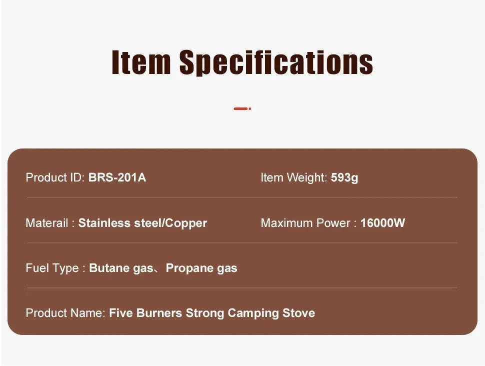 Portable Camping Gas Stove 16000W with Piezo Ignition-Black