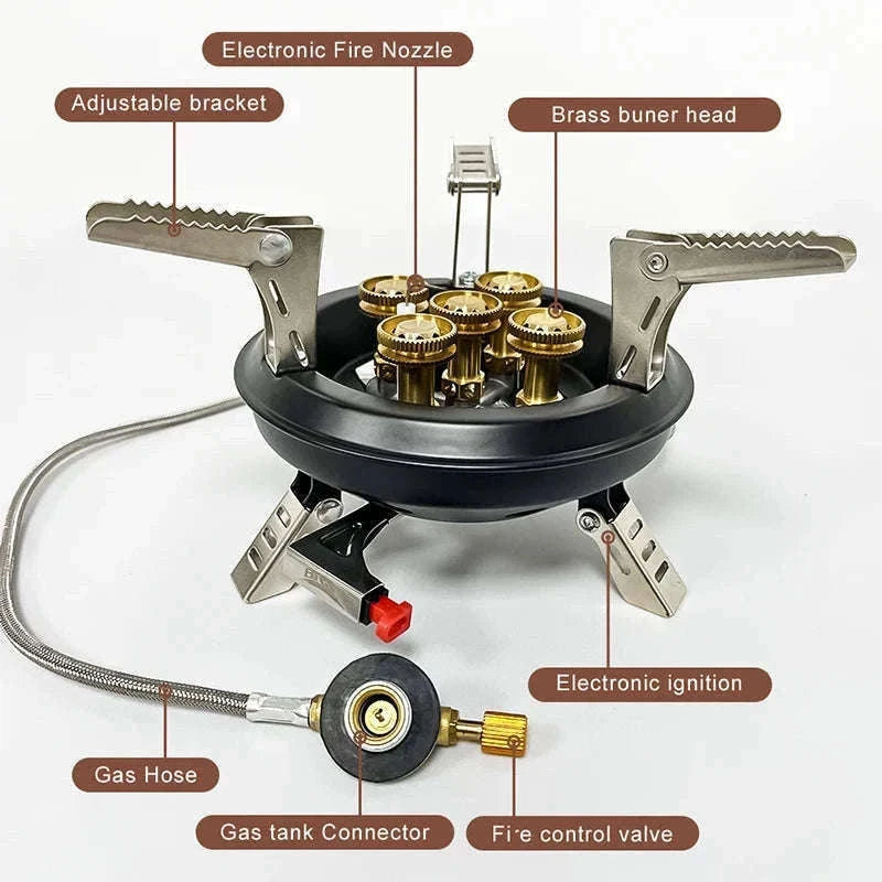 Portable Camping Gas Stove 16000W with Piezo Ignition-Black