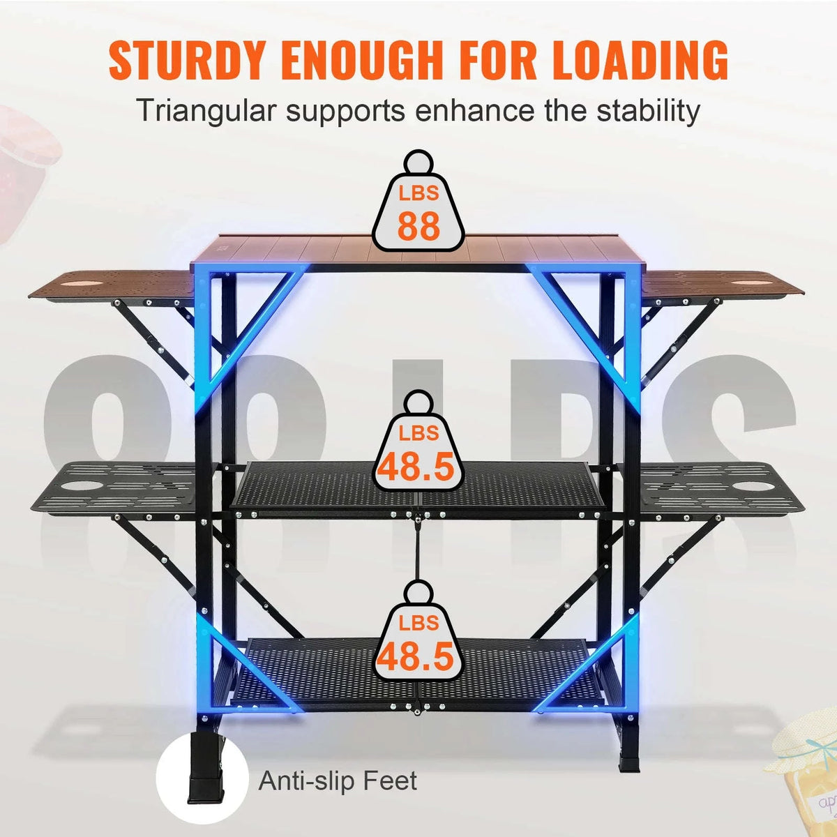 Portable Camping Kitchen Table Folding Cook Station-Black / spain