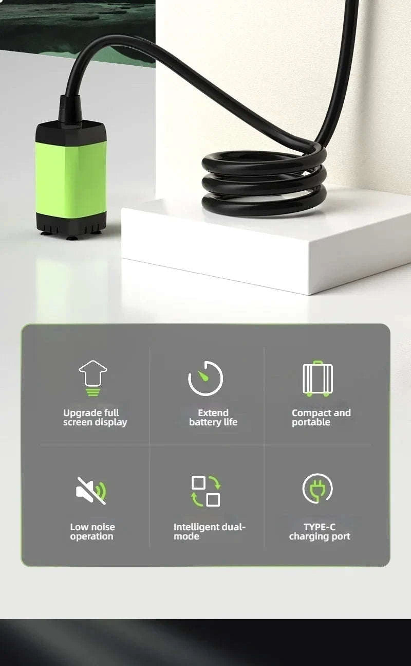 Portable Camping Shower 6000mAh Rechargeable Electric Pump with LED Display-Grey / China Mainland