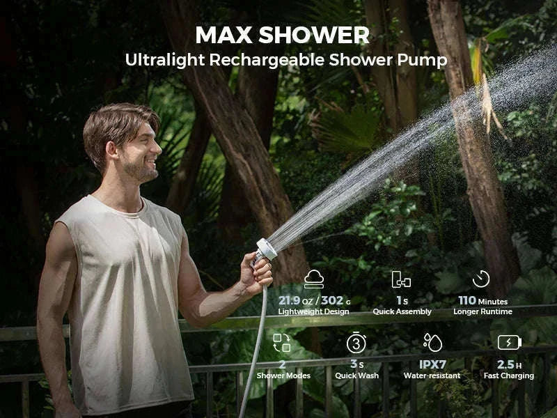 Portable Camping Shower Pump IPX7 Waterproof-Default Title