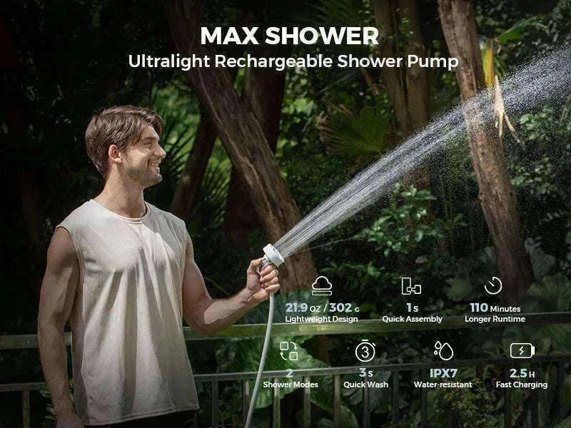 Portable Camping Shower Pump IPX7 Waterproof-Default Title