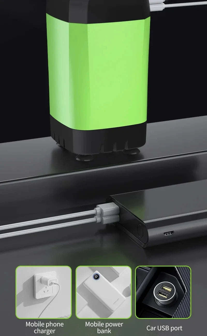 Portable Camping Shower Pump Kit with Digital Display and 6000mAh Battery-green