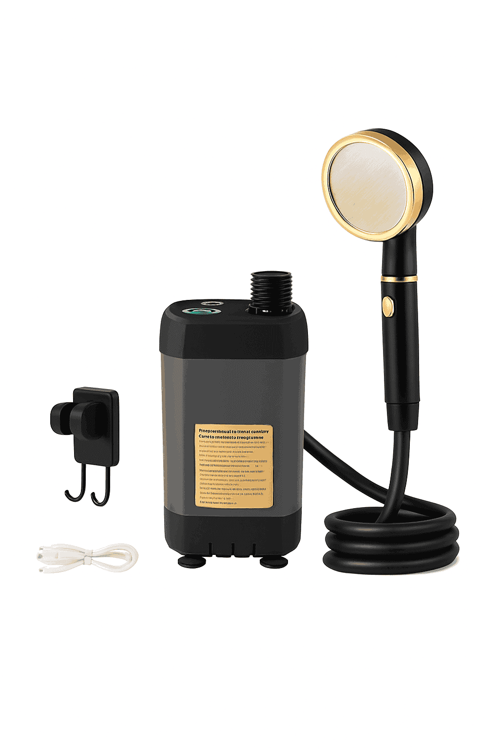 Portable Camping Shower Pump Kit with Digital Display and 6000mAh Battery-green