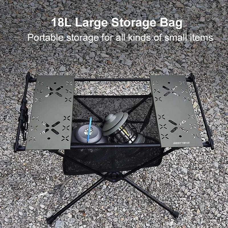 Portable Camping Table with IGT Stove Slot-Black Table