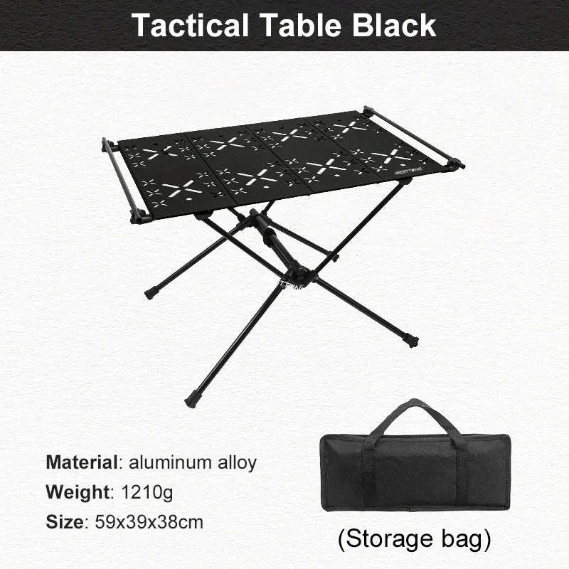 Portable Camping Table with IGT Stove Slot-Black Table