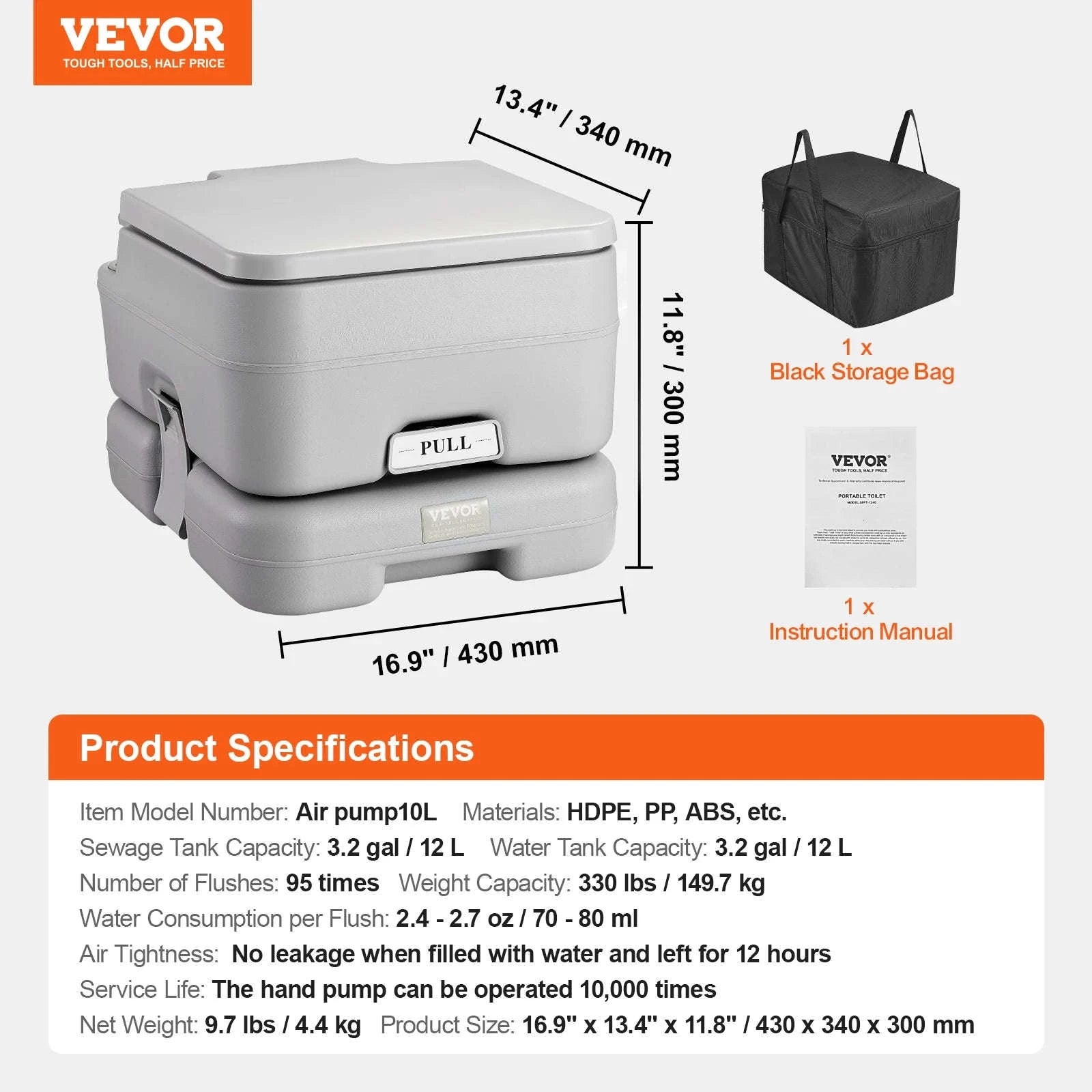 Portable Camping Toilet with Pressurized Flush-5.2gal / spain