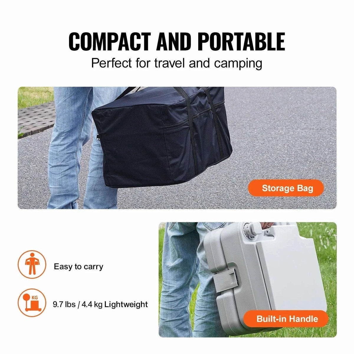 Portable Camping Toilet with Pressurized Flush-5.2gal / spain