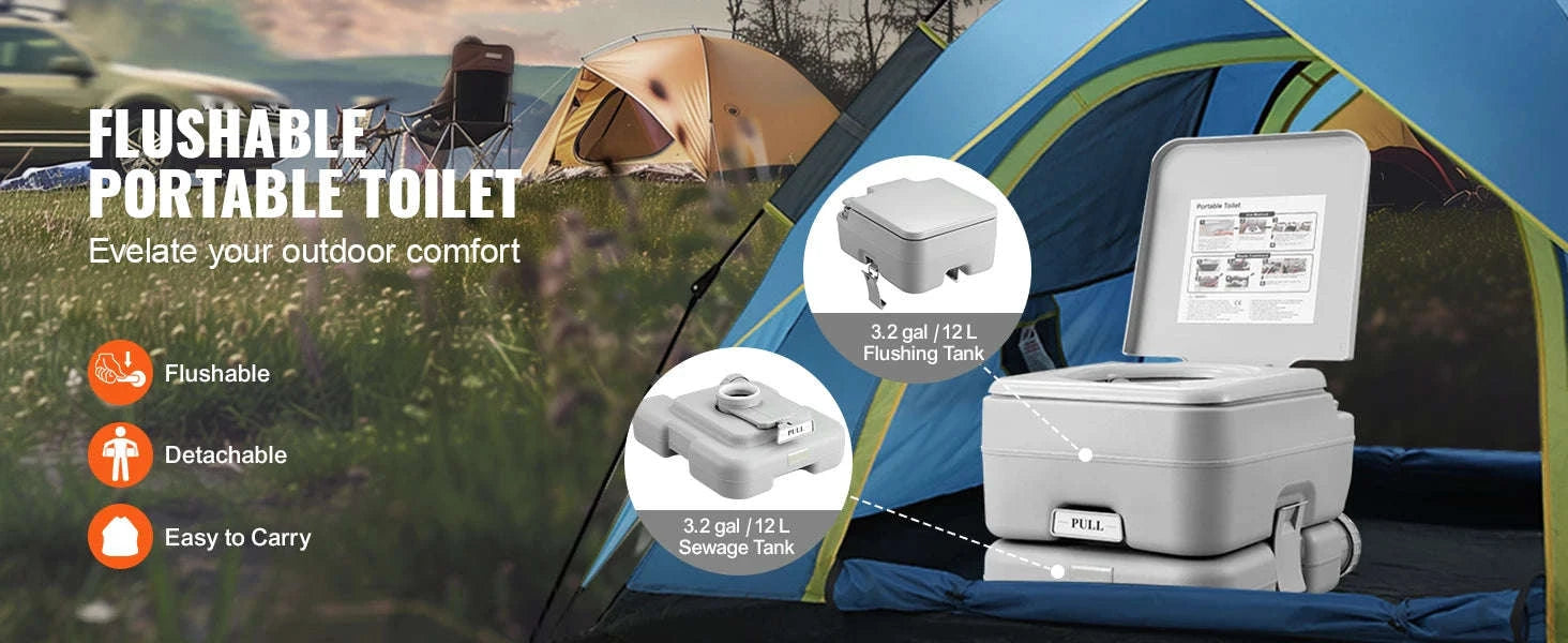 Portable Camping Toilet with Pressurized Flush-5.2gal / spain