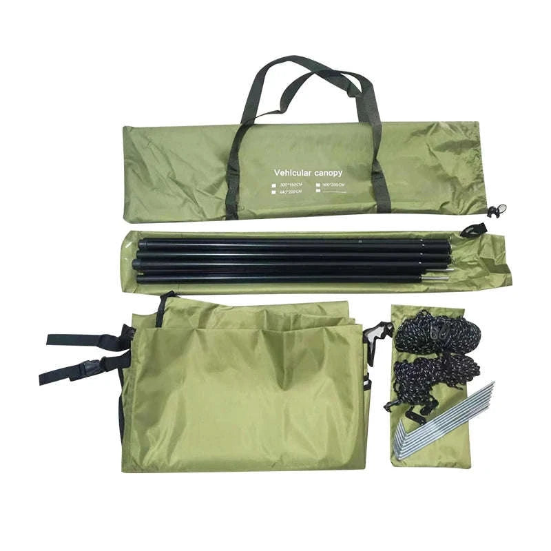Portable Car Awning Tarp for Camping and Outdoor Shade-Black 3 x 2m