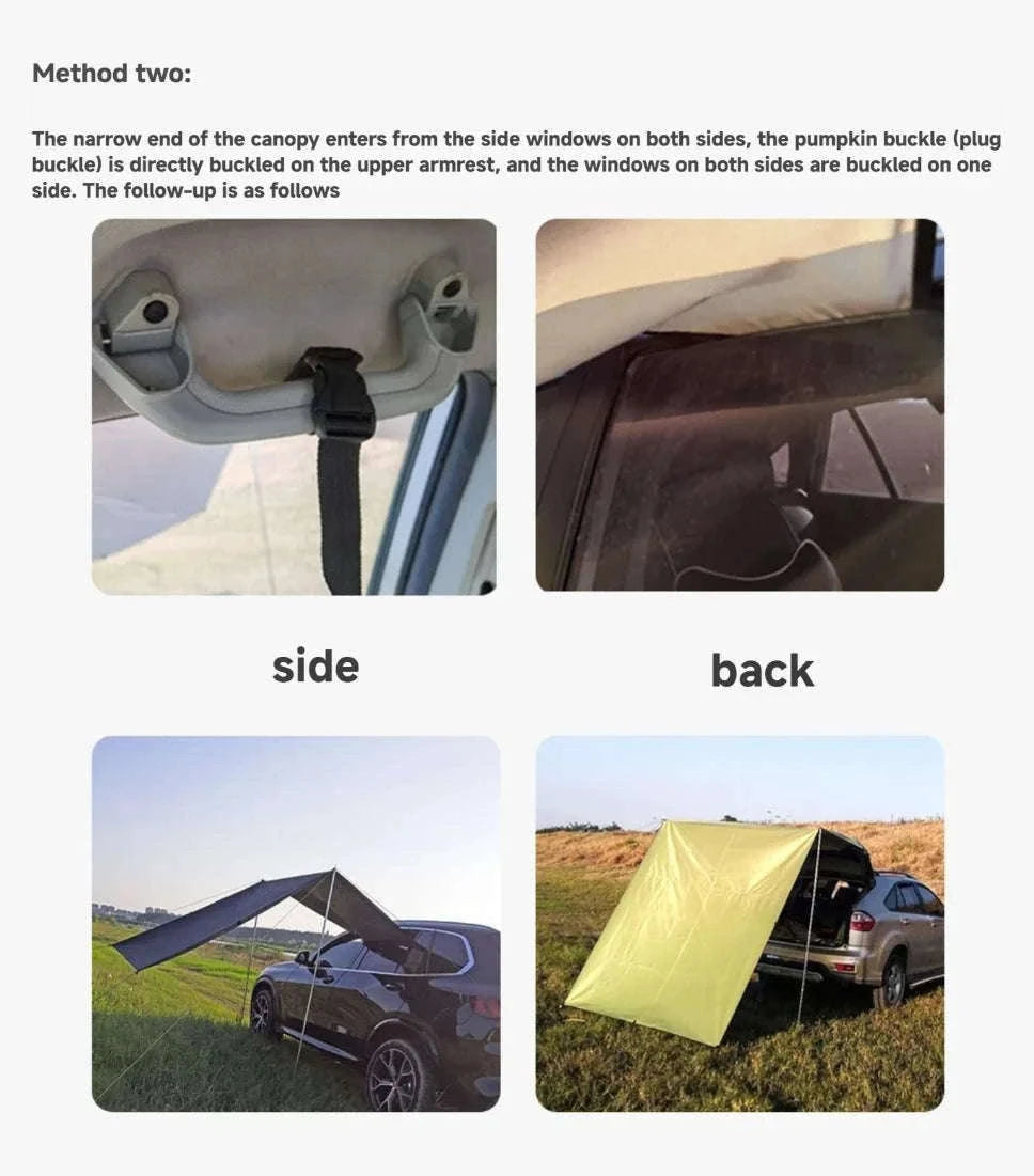 Portable Car Awning Tarp for Camping and Outdoor Shade-Black 3 x 2m