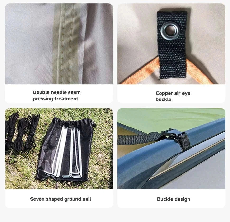 Portable Car Awning Tarp for Camping and Outdoor Shade-Black 3 x 2m