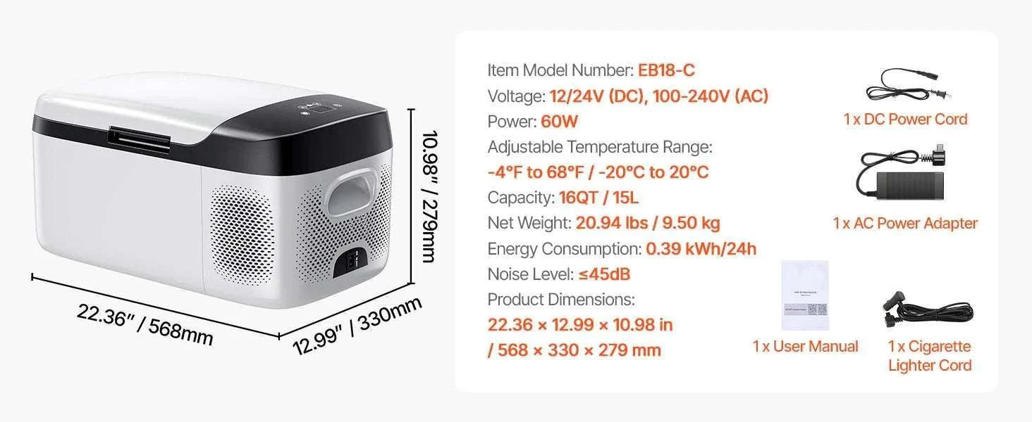 Portable Car Fridge Freezer 15L–55L Compressor Cooler for Travel-15L / spain