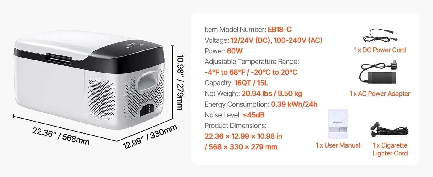 Portable Car Fridge Freezer 15L–55L Electric Cooler 12V/24V & AC-55L / United States