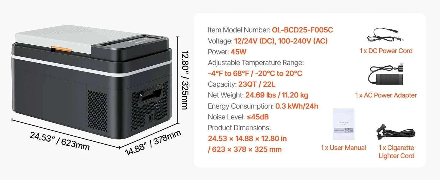 Portable Car Fridge Freezer 15L–55L Electric Cooler 12V/24V & AC-55L / United States