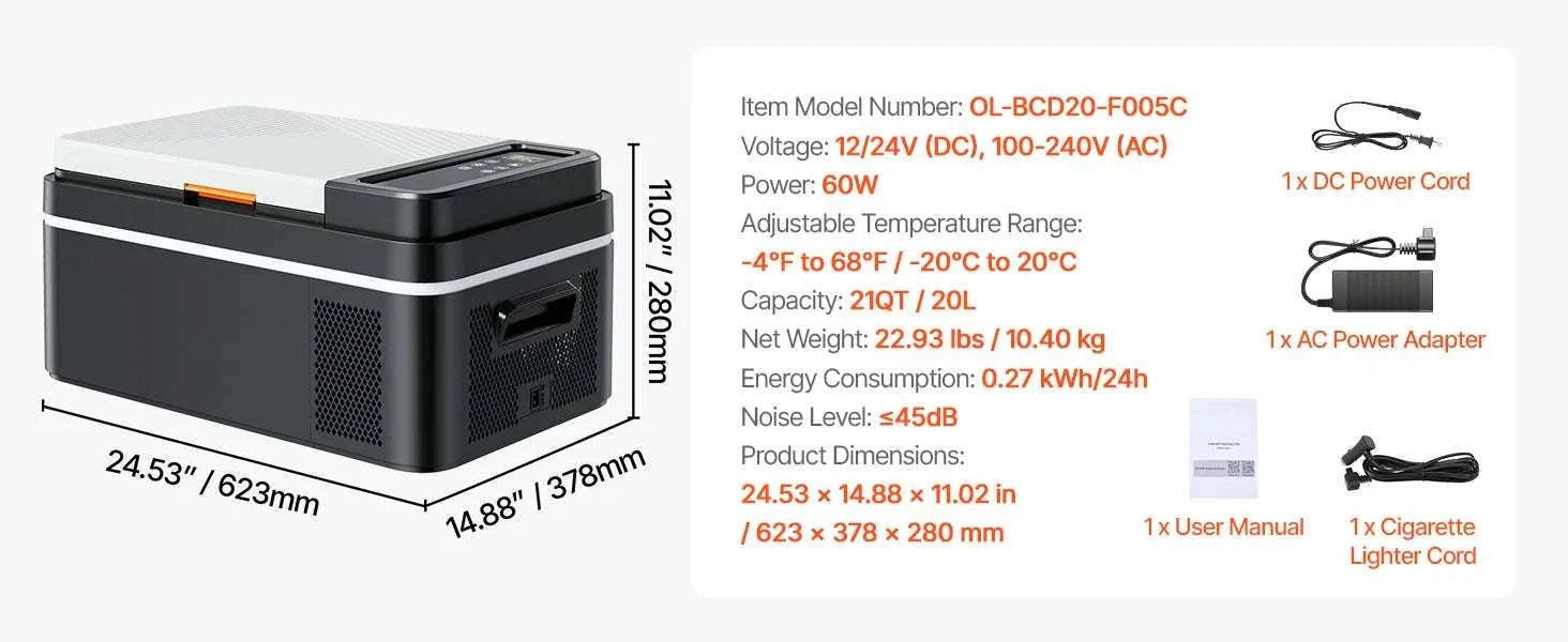 Portable Car Fridge Freezer 15L–55L Electric Cooler 12V/24V & AC-55L / United States